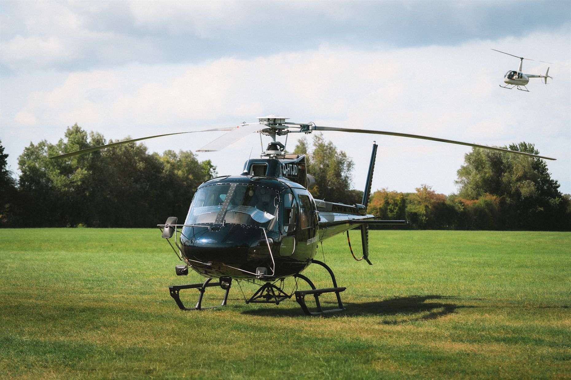 Hubschrauber auf einer Wiese